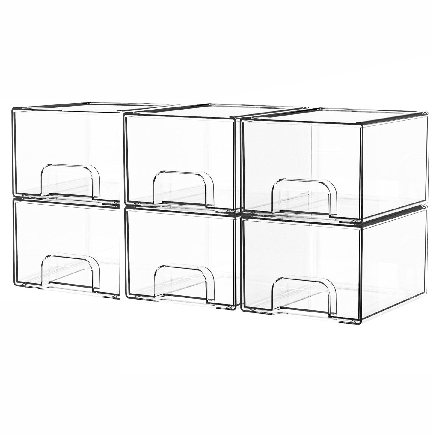 Yieach 6 Pack Small Stackable Storage Drawers,4.4 Inch Tall Stacking Acrylic Clear Storage Bins for Bathroom Vanity,Undersink,Pull Out Drawer Beauty and Personal Care Yieach Default Title