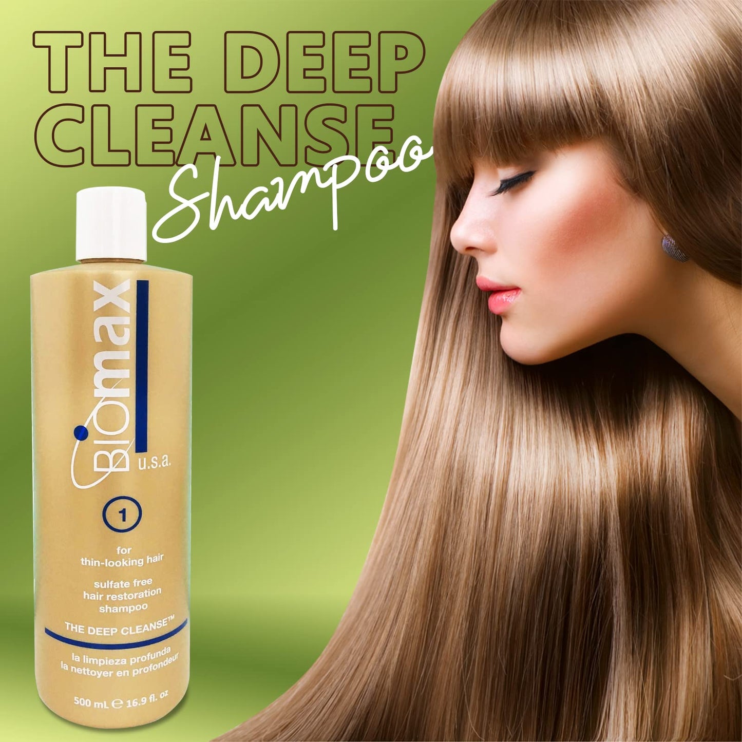 Biomax Deep Cleanse Hair Restoration Shampoo & Stimulating Treatment Color Protection Conditioner No.1 for Thin-Looking Hair, Remove Build-up