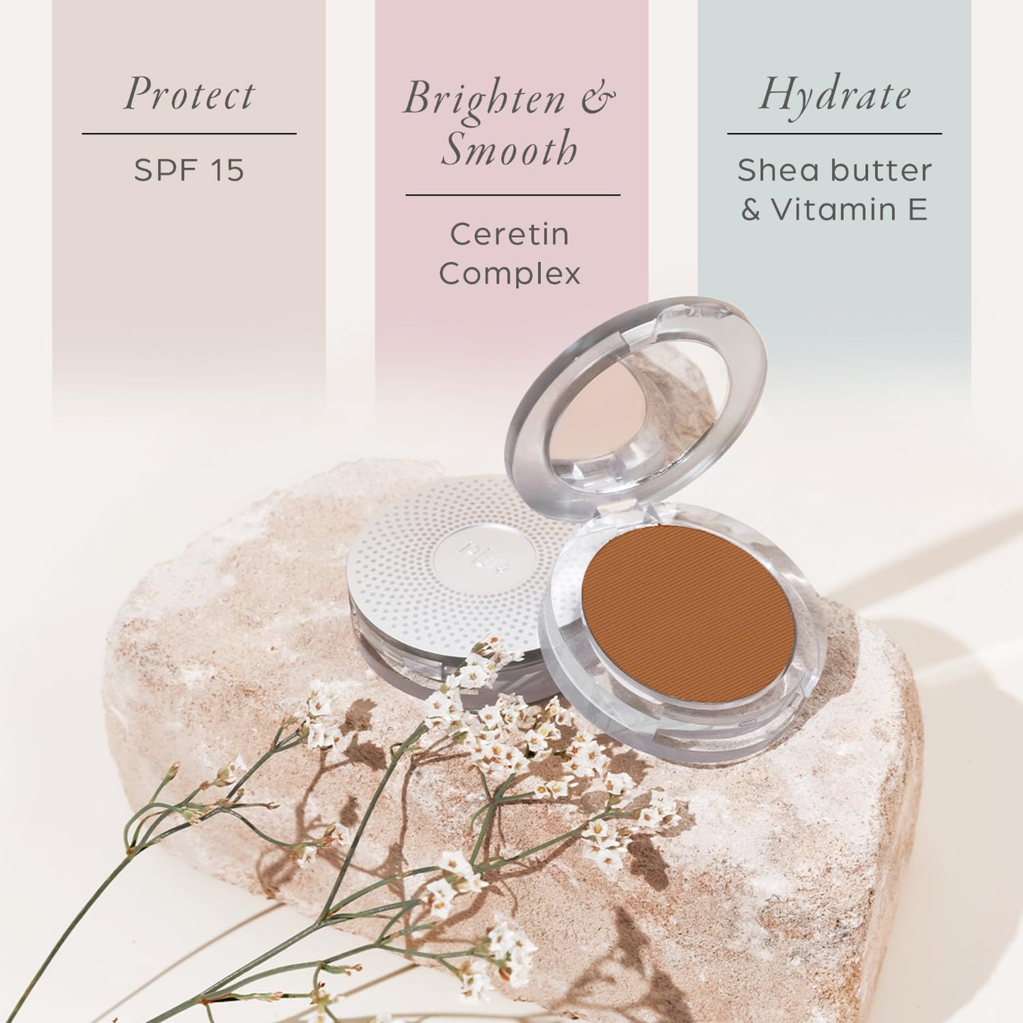 PUR Beauty 4-in-1 Pressed Mineral Makeup Powder Foundation with SPF 15 - Concealer & Finishing Compact Pressed Powder for Face - Buildable Medium