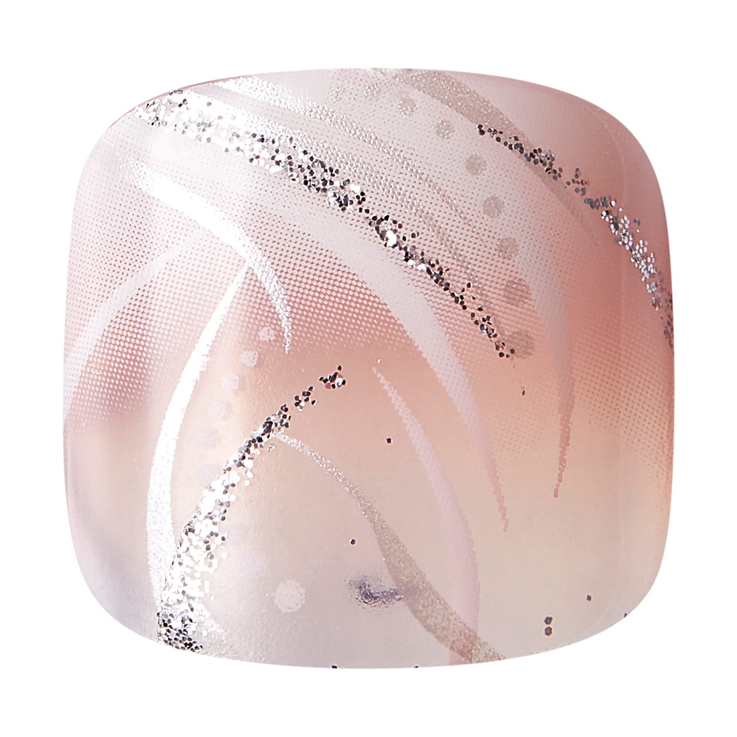 GoldFinger Press On Toenails Regular Fit White Glitter French Design, Squoval Shape, Long Lasting Nail Glue Included, Glue On Toe Nails (Perfect