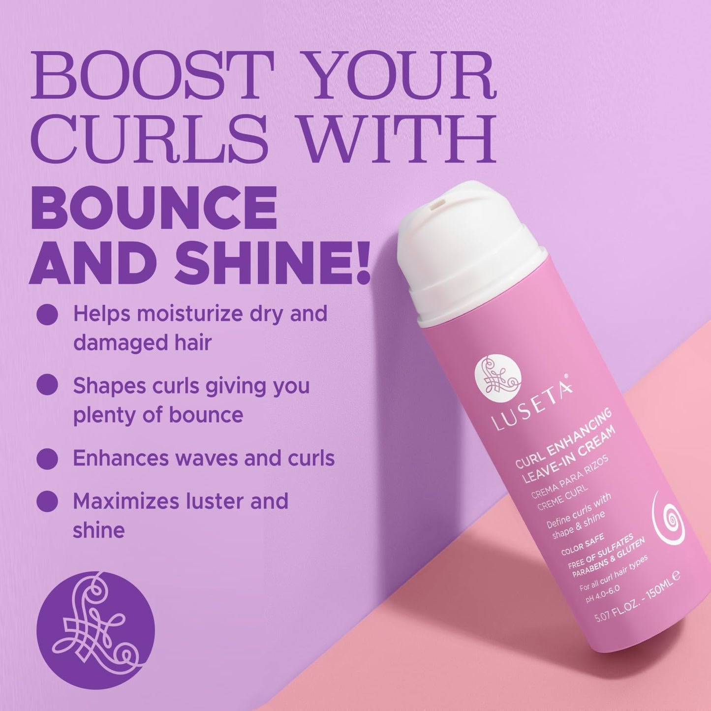 Luseta Curl Defining Cream Enhances Waves and Curls Hydrating and Moisturizing Leave in Cream for Curly Hair Frizz Control Add Shine Sulfate Free 5.07