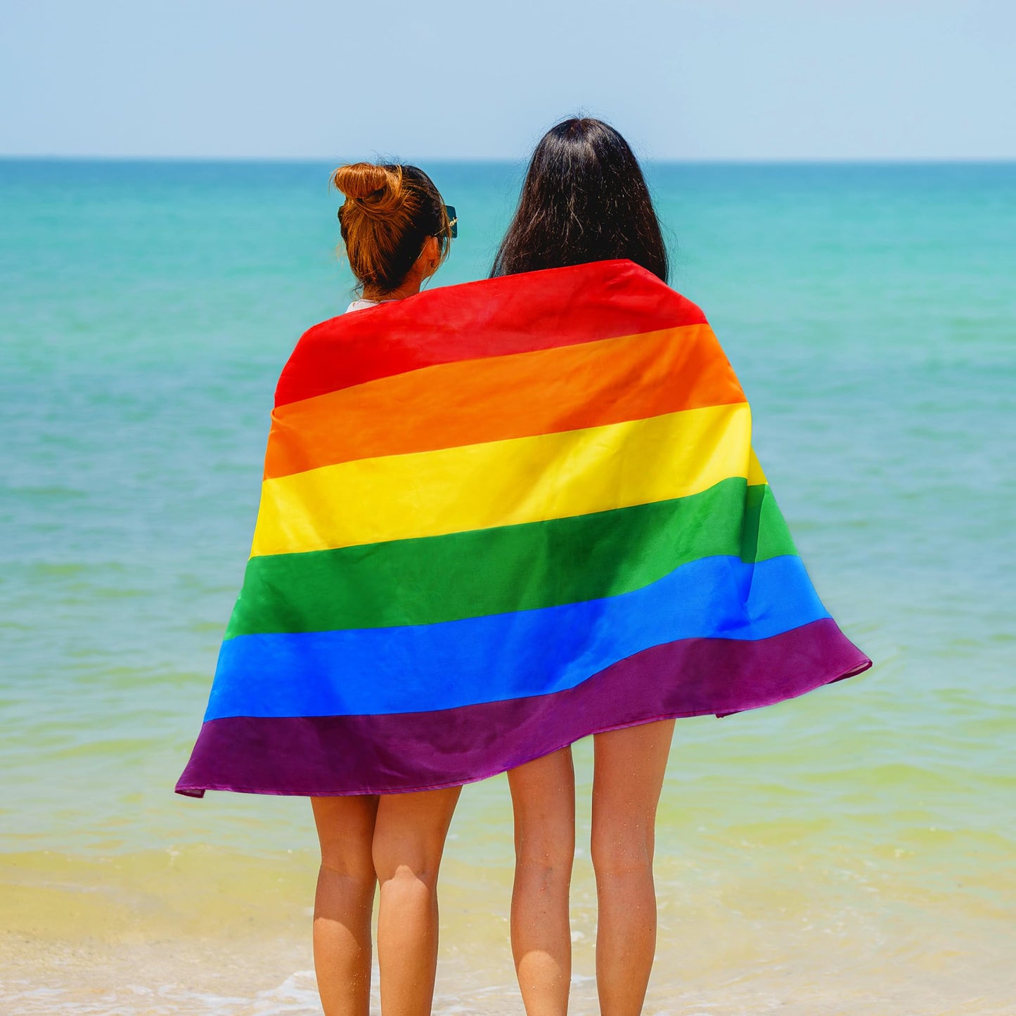 Softerry Gay Flag Beach Towel LGBTQIA+ Pride Parade 30 x 60 inches Fluffy 450GSM, Vibrant Colors, Absorbent, 100% Cotton (Reversible Rainbow)