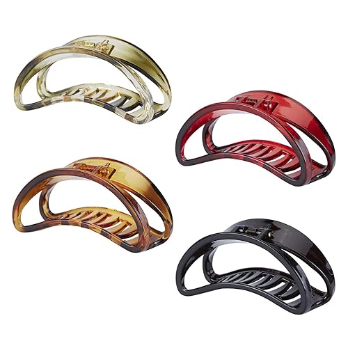 Lawie 4 Pack Large Black Brown Red Butterfly Octopus Arcylic Resin Plastic Hair Claw Clips Crab Jaw Barrettes Hair Grips Clamps Clasps Decorative Bun