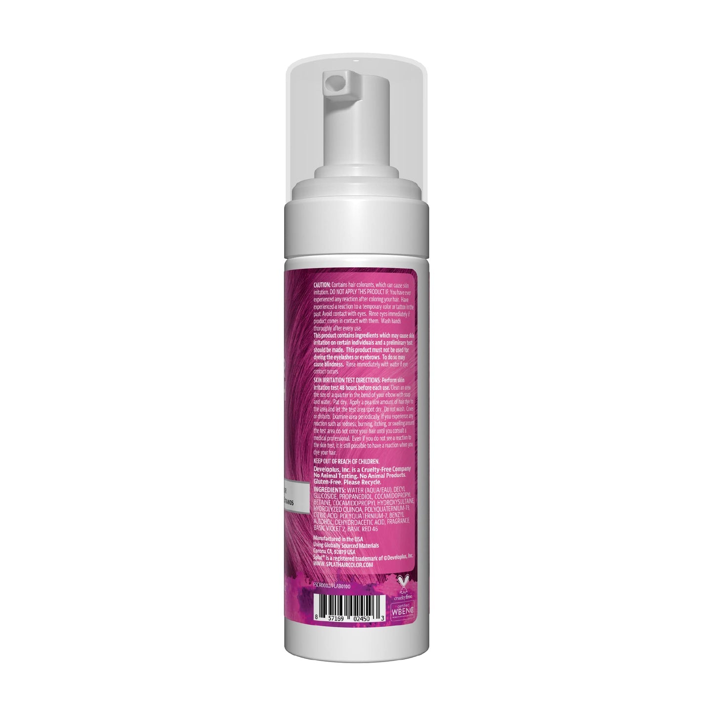Splat Color Crush Bold Foam Hair Color, Pink, 5 oz., Refresh Vivid Colors in Just 10 Minutes, Lasts Up to 10 Washes, Buildable Foam Hair Product