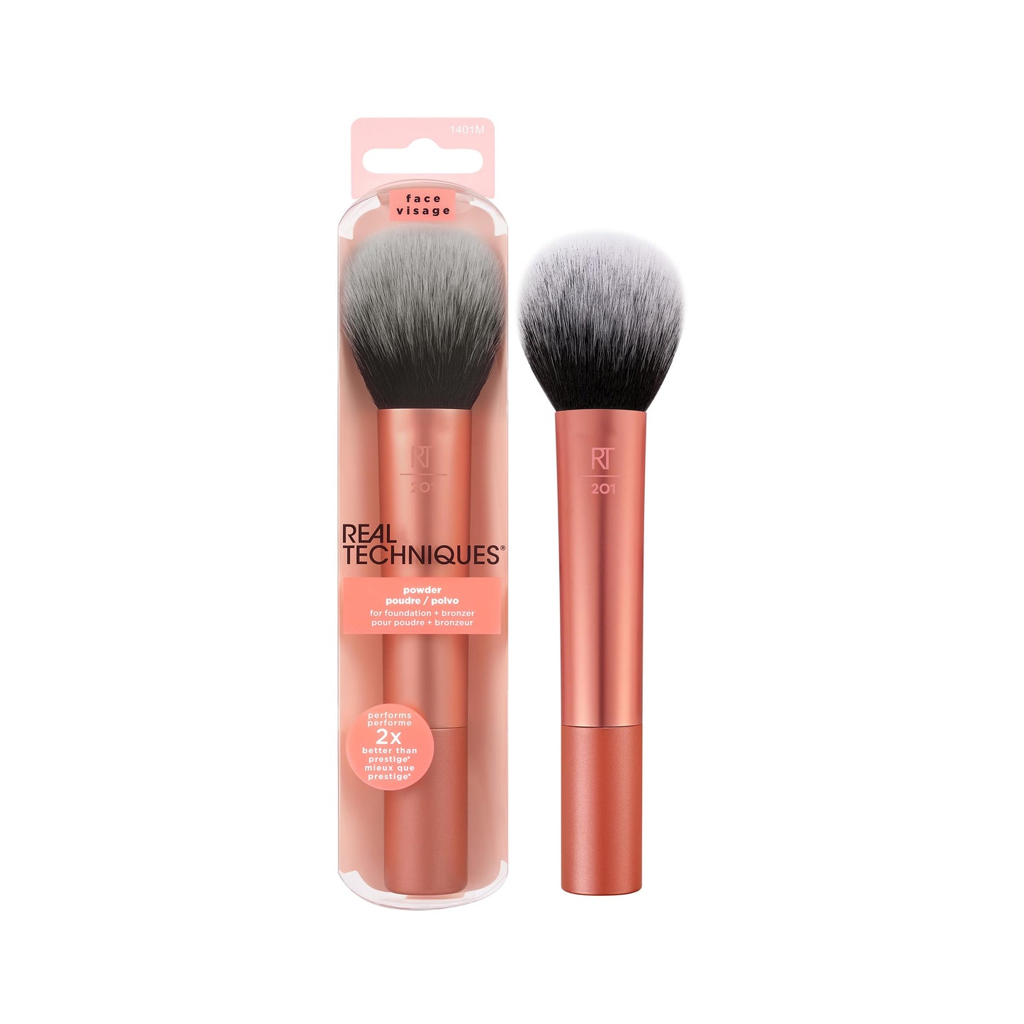 Real Techniques Ultra Plush Powder Makeup Brush, For Setting Powder, Bronzer, & Blush, Sheer, Buildable Coverage, Large, Fluffy Powder Brush, Vegan