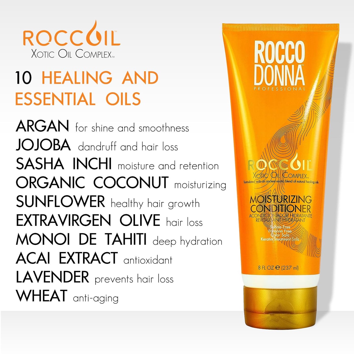 Rocco Donna Sulfate Free Moisturizing and Hydrating Conditioner for Damaged hair | Intense Dry Hair Renewal | Safe Color treated Hair | 8 oz