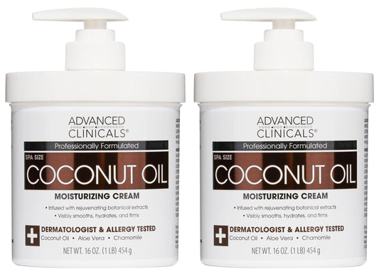 Advanced Clinicals Coconut Oil Body Cream For Women & Men | Hydrating Coconut Lotion For Extremely Dry Skin | Visible Anti Aging Body Butter Skin Care