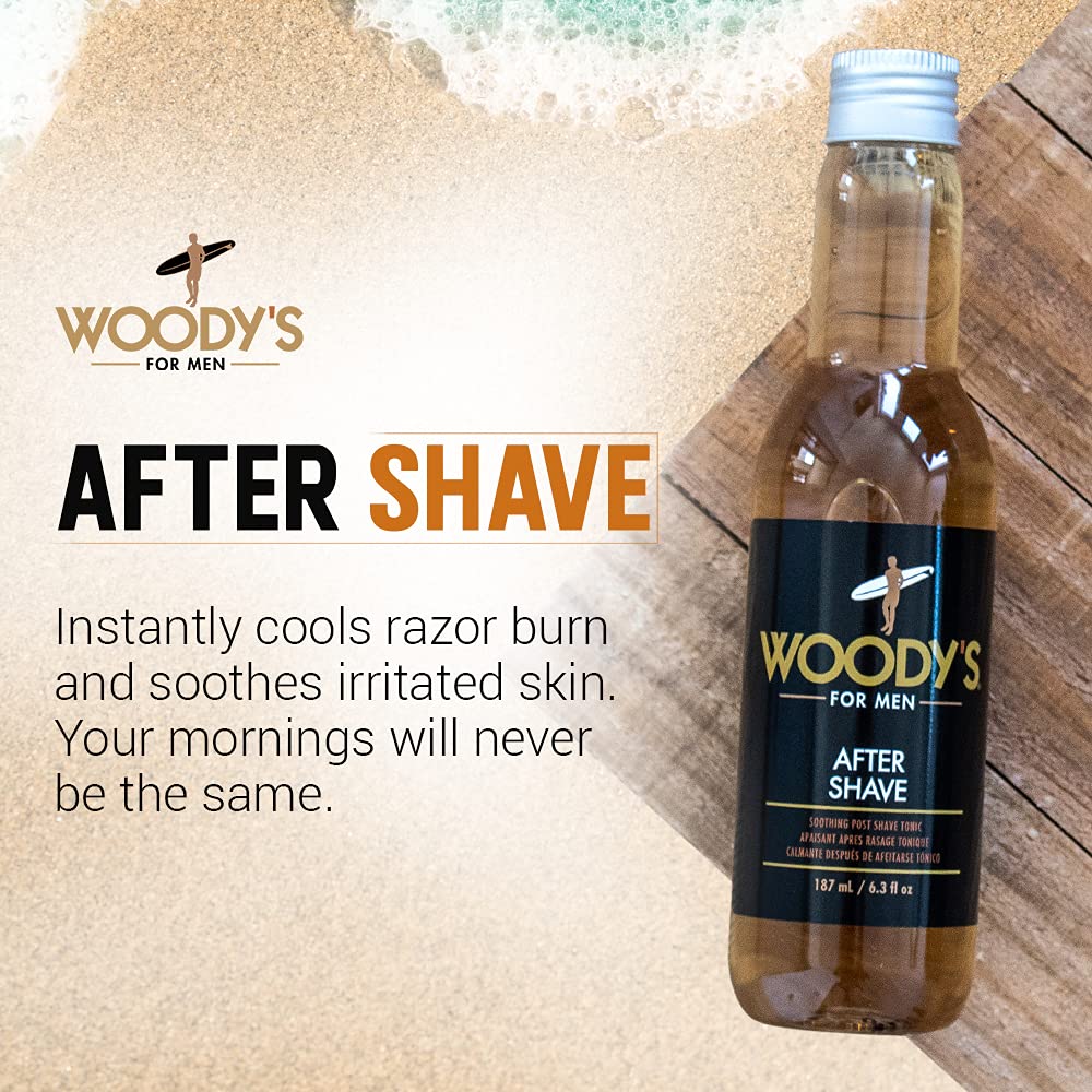 Woody's Aftershave for Men Tonic - Soothing After Shave with Aloe Vera, Calendula & Chamomile to Reduce Irritation, Post Shave, 6.3 fl oz