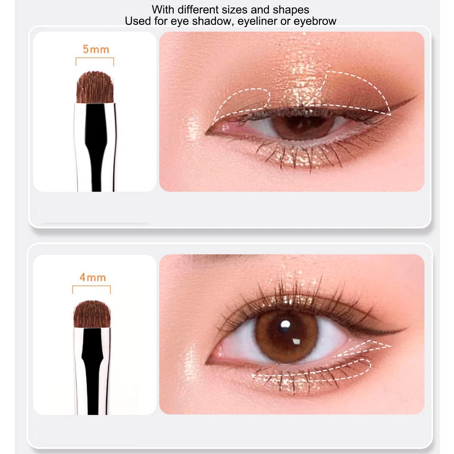 4pcs Wool Make Up Brush Set, Premium Eye Makeup Brush for For Eyeshadow, Eyeliner, Concealer, Detail Makeup Brush Kit with Fine Bristles