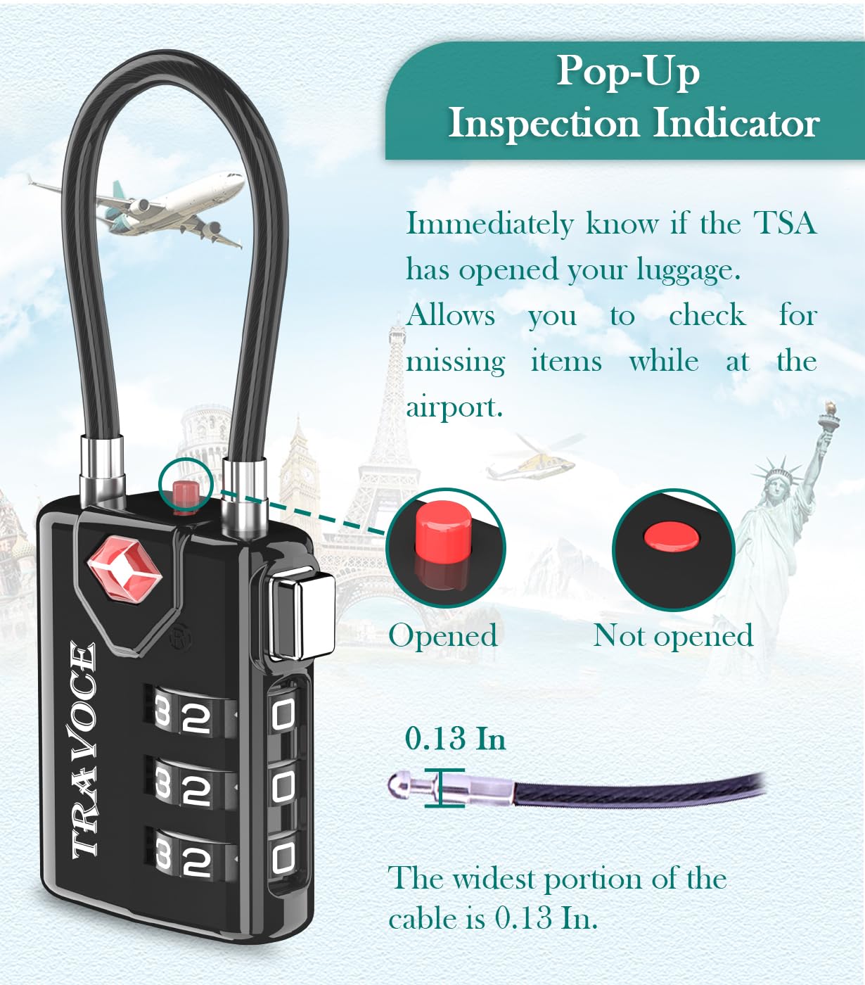 TSA Approved Luggage Locks – 4 Pack Black Travel Padlocks for Suitcase, Backpack, Gym Locker, Toolbox & More