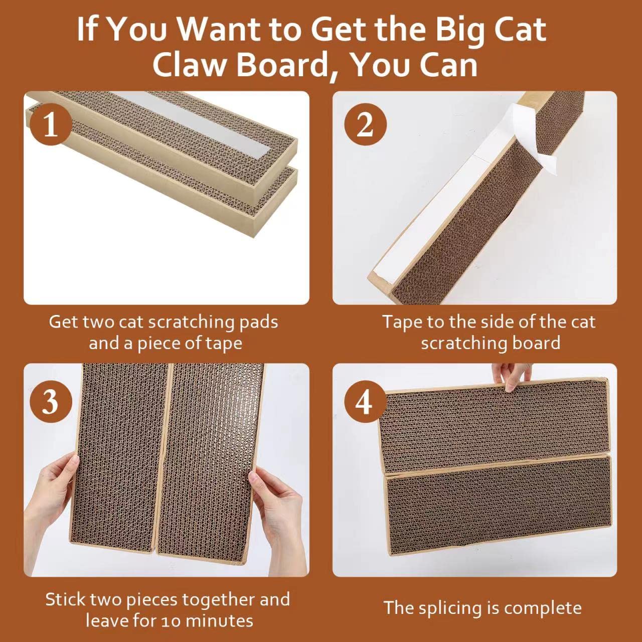 HappyFreeSX 2-Pack Splicing Cat Scratch Pads – Double-Sided Cardboard Scratchers for Indoor Cats & Kittens, Premium Durable Design