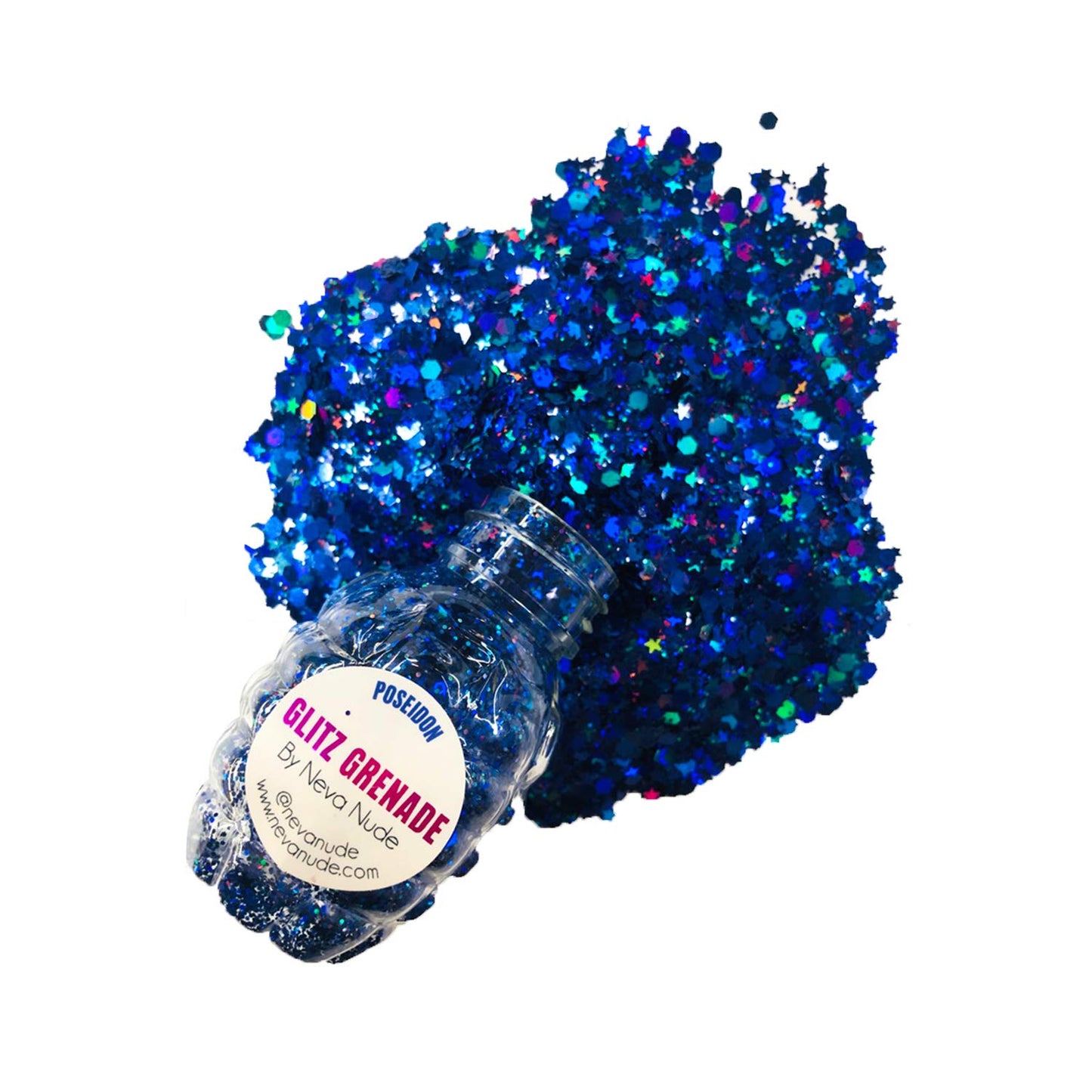 Neva Nude Face and Body Glitter Keychain - Chunky Loose Glitter for Festivals, Raves, and More | Cosmetic Grade | Super Sparkly (Poseidon Deep Blue