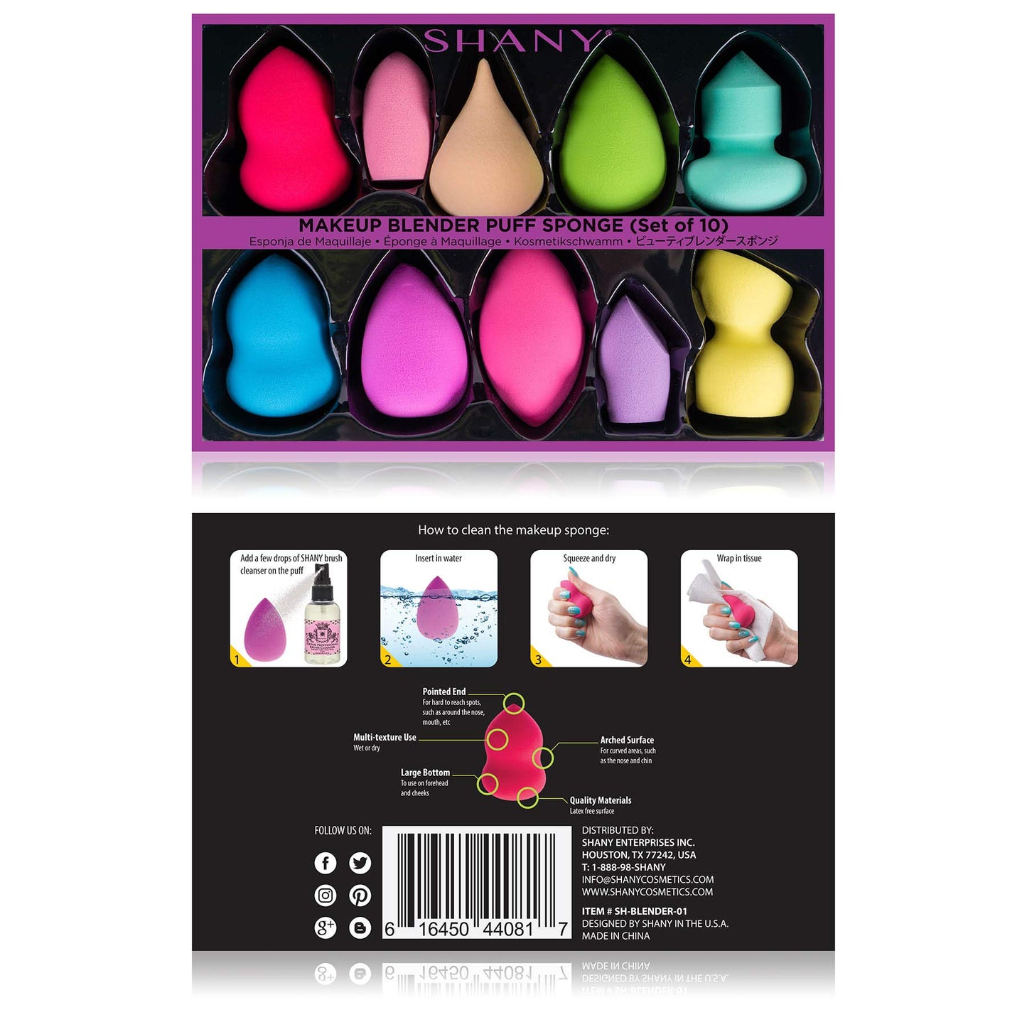 SHANY Blender Makeup Sponge Blending Puff Set for Liquid, Cream, and Powder Foundations and Concealers - Latex-free,High-density, Vegan, Multipurpose