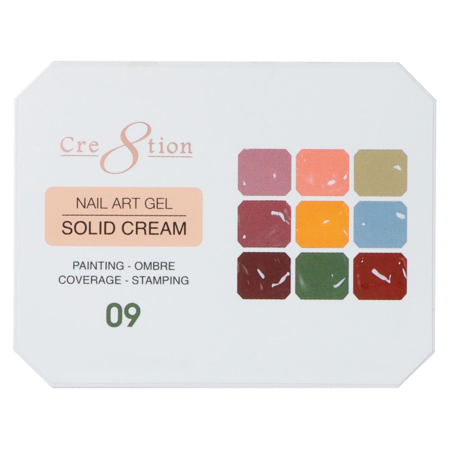 Cre8tion Nail Art Gel Solid Cream Palette for Nail Painting, Ombre, Stamping and Coverage, HEMA Free, TPO Free, 9 Colors (09) Beauty & Personal Care Cre8tion