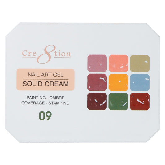 Cre8tion Nail Art Gel Solid Cream Palette for Nail Painting, Ombre, Stamping and Coverage, HEMA Free, TPO Free, 9 Colors (09) Beauty & Personal Care Cre8tion