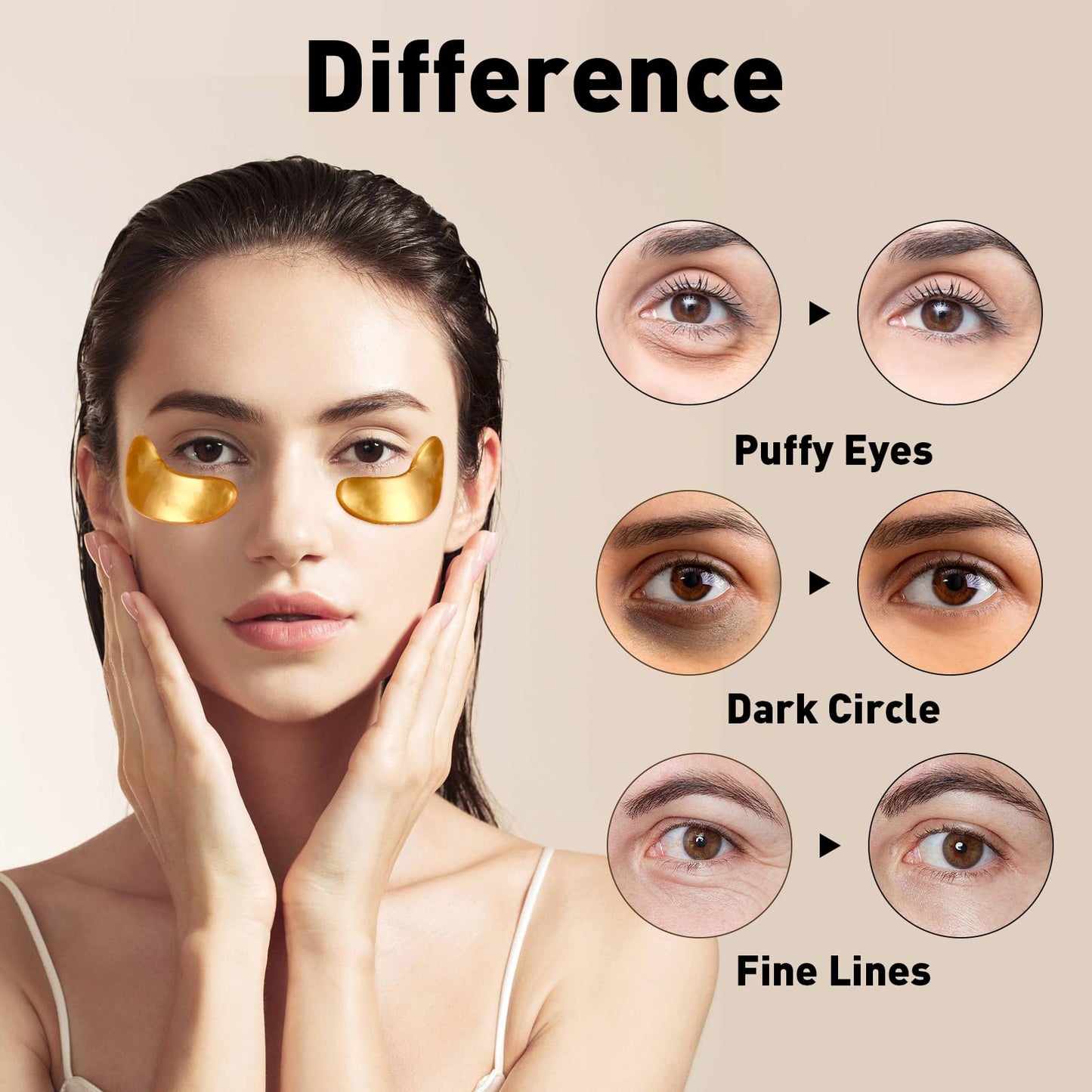 CHMI Under Eye Patches (50 Pairs) - 24K Gold Eye Patches for Puffy Eyes, Dark Circles, EyeBags and Wrinkles, Collagen Skin Care Products, Beauty Beauty and Personal Care CHMI