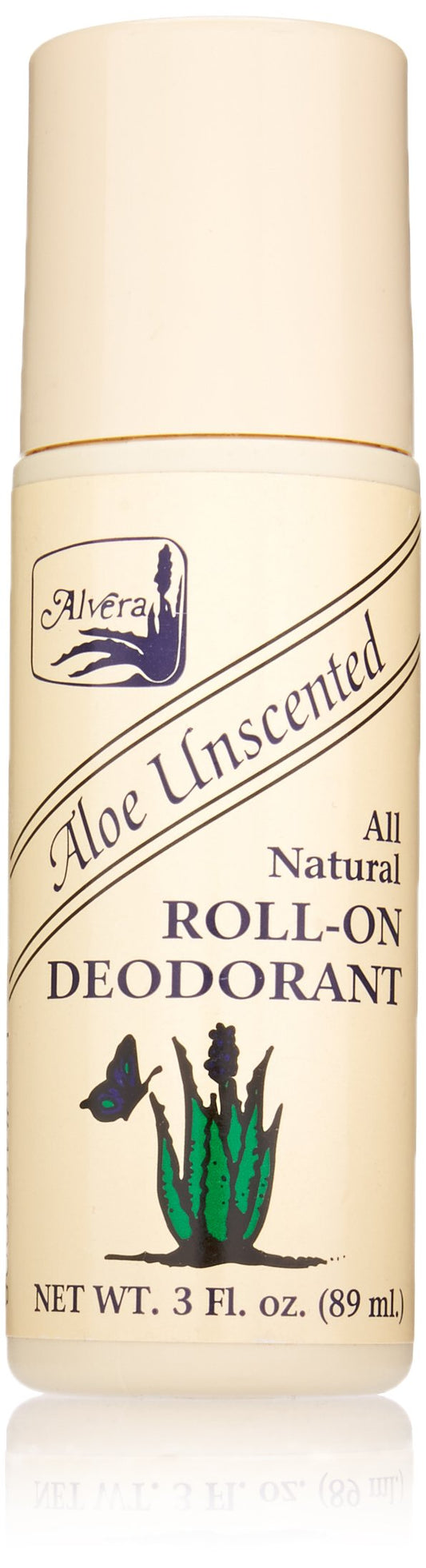 Alvera, All Natural Roll-On Deodorant, 89ml Bottle - Aloe Unscented Beauty and Personal Care Alvera