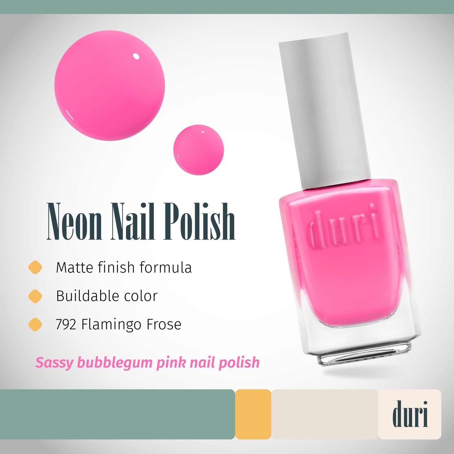 duri Nail Polish - Warm Color Collection, Glossy Finish, Fast Drying, Full Coverage, Long Lasting, 0.45 Fl Oz, Flamingo Frose Beauty & Personal Care duri