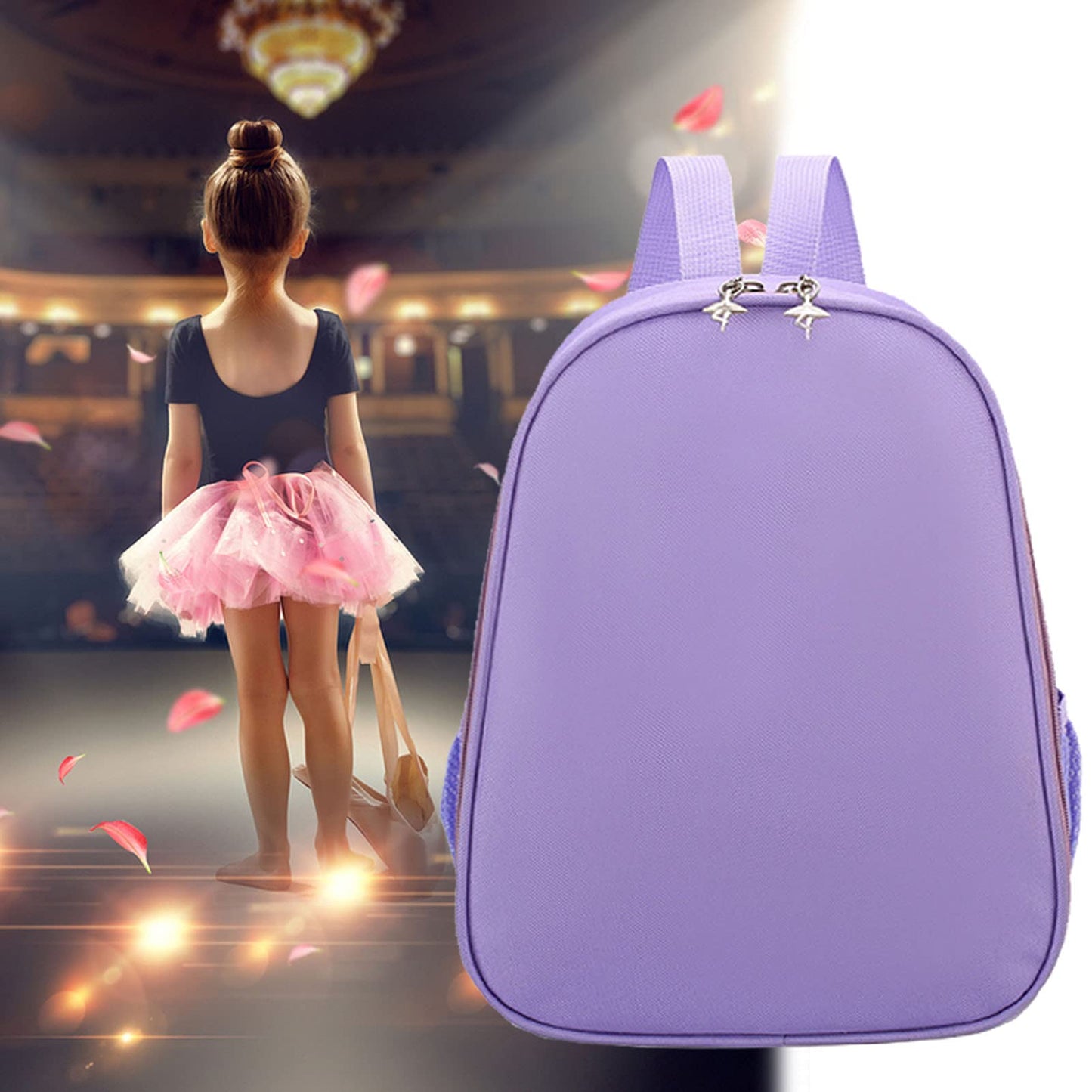 Yitengteng Ballerina Bag,Nylon Dance Backpack Bag for Girls,Simple and Large-capacity Children's Bag (purple)
