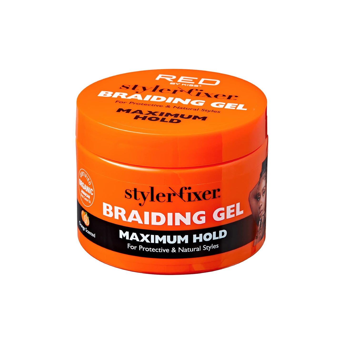 Red by Kiss Hold Braiding Gel for Box Braids, Cornrows- Hydrating, Conditioning, Adds High Shine, Enriched with Certified Organic Jamaican Black