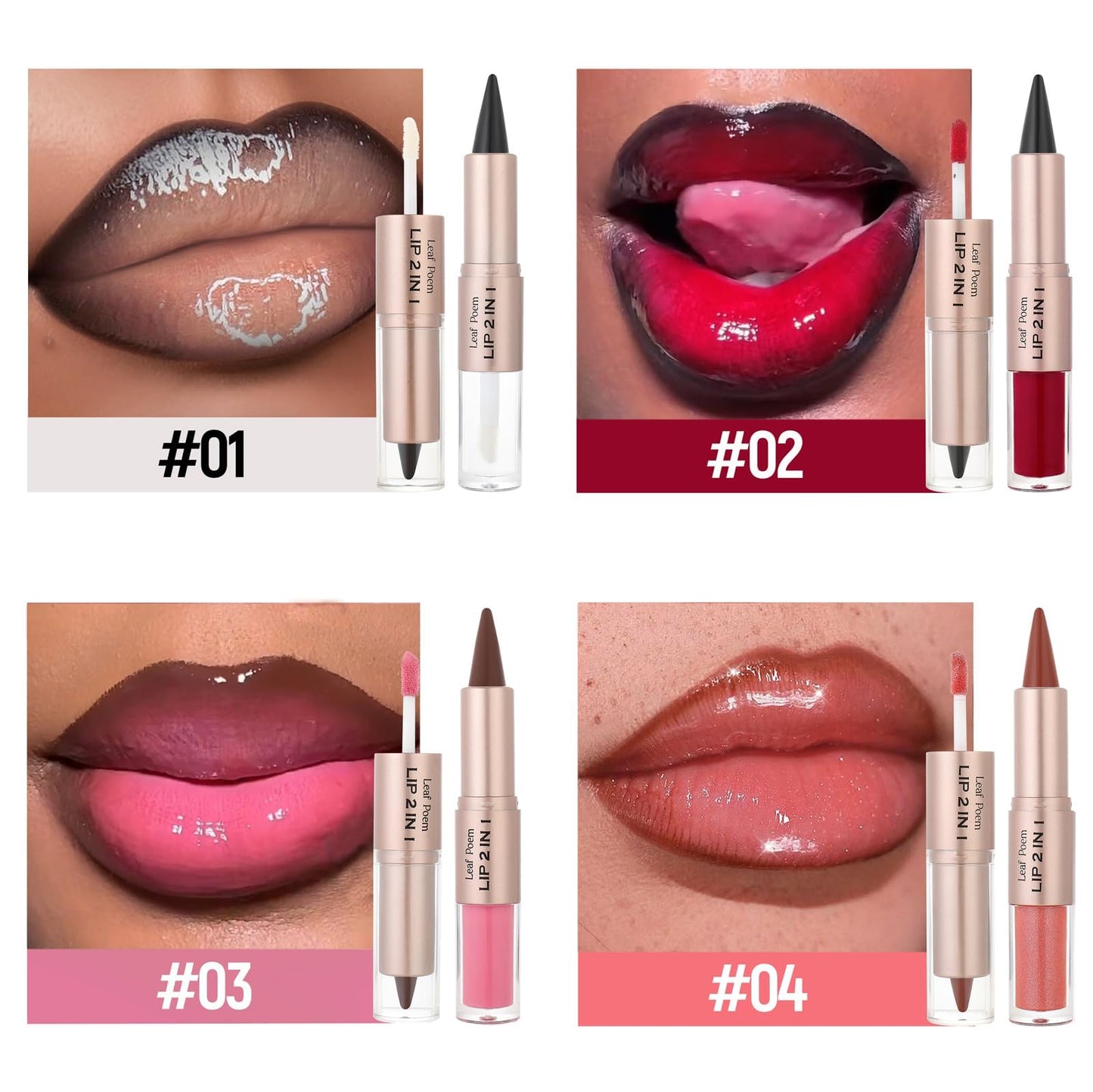 BAISEN DIARY 2-in-1 Double-Ended Matte Lip Liner & Lip Gloss Duo, Caramel Brown Nude Ombre Lip Combo Pencil, Lip Liner and Lipstick Gloss Set Beauty and Personal Care BAISEN DIARY