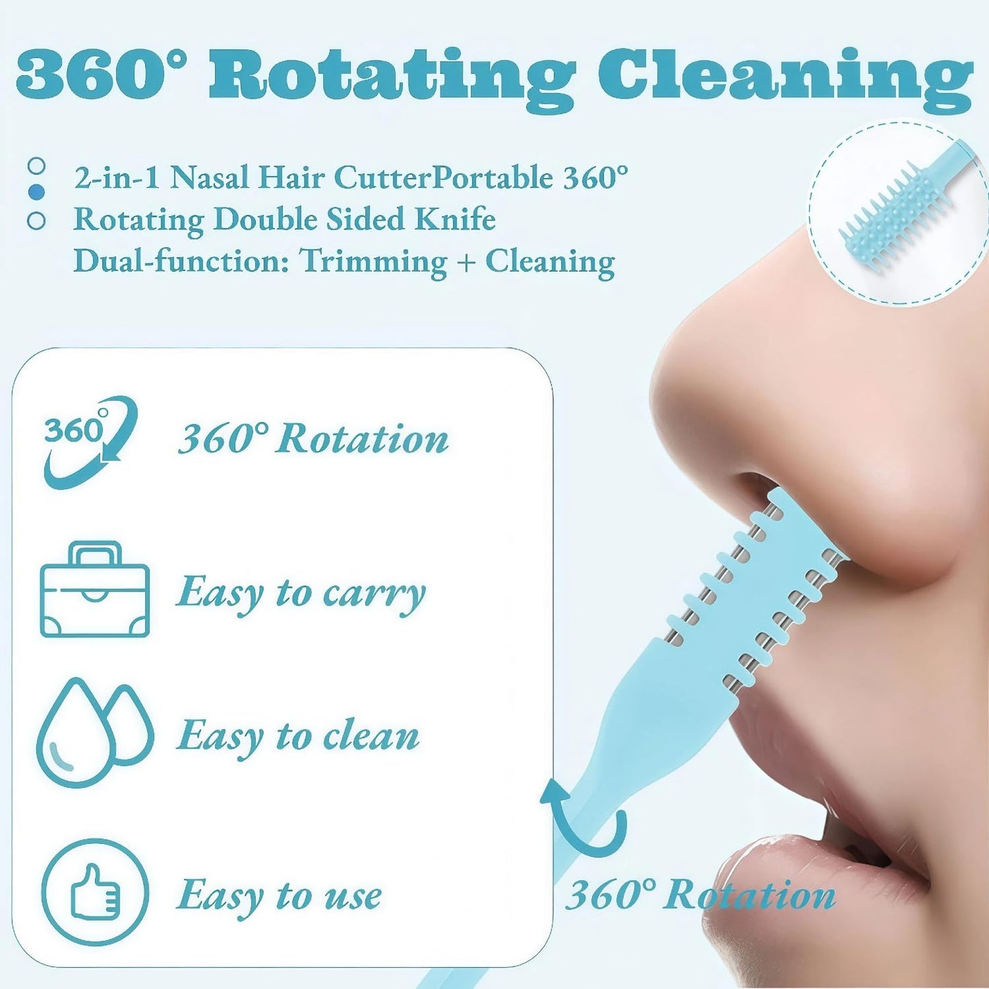 Wulthus 5Pcs 2-in-1 Nasal Hair Cutter, 2026 New Double Sided Nose Hair Cutter, Portable 360° Rotating Manual Nose Hair Trimmer for Men and Women Beauty and Personal Care Wulthus