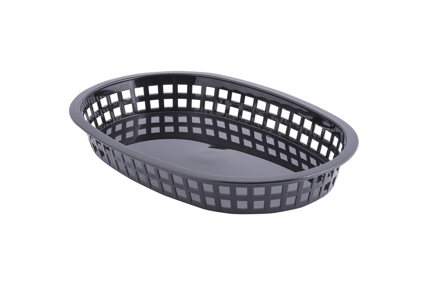 TABLECRAFT (1084BK) - OVAL PLASTIC SERVING BASKET, BLACK (PACK OF 12)