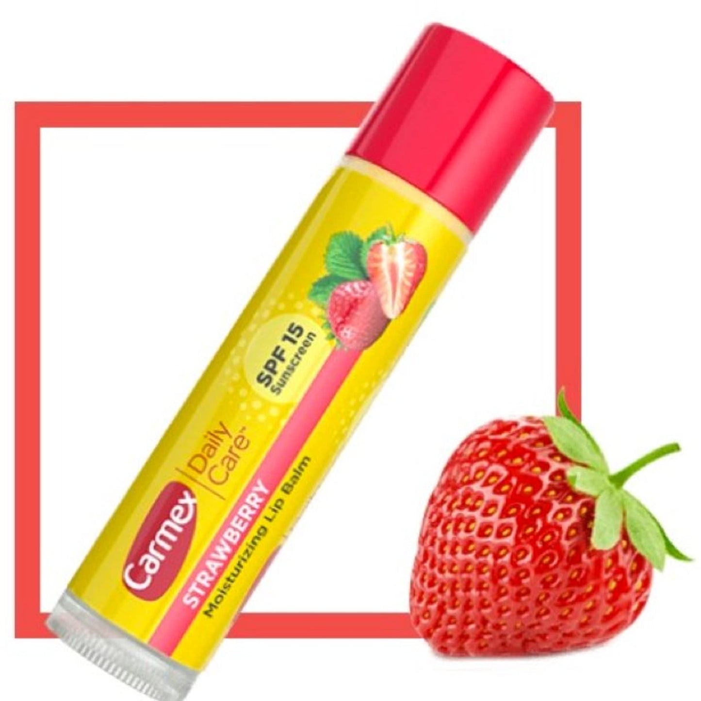 Carmex Click-Stick Moisturizing Lip Balm SPF 15 Strawberry 0.15 oz (Pack of 6)