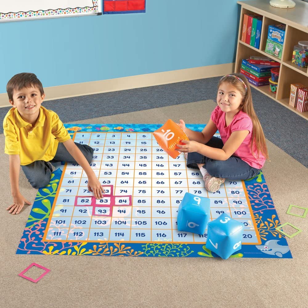 Learning Resources Make a Splash 120 Mat Floor Game - Math Manipulatives, Addition and Subtraction Board Games , Classroom Must Haves, Homeschool…