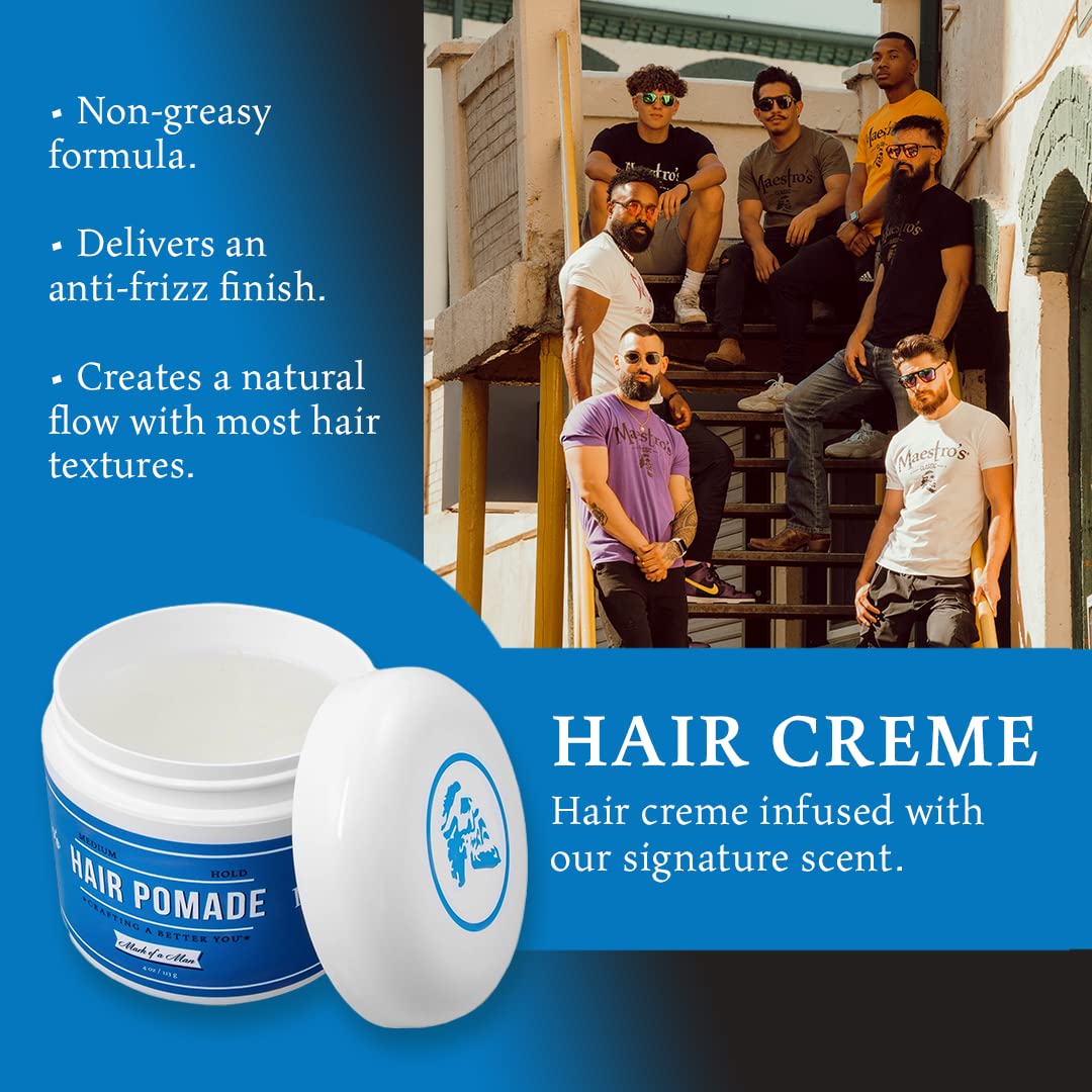 Maestro's Classic Hair Pomade - Mark of a Man Blend | Medium Hold Pomade for Men | Smooth Finish & Natural Shine | Water-Based Formula for All Hair