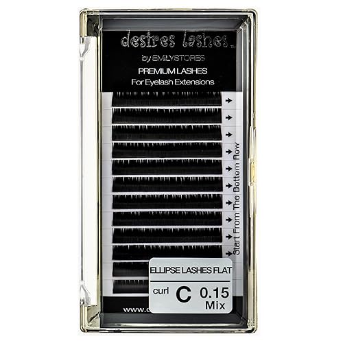 DESIRES LASHES By EMILYSTORES Ellipse Eyelashes 0.15mm Thickness C Curl Length Mixed Sizes 8-14mm Flat Lashes Extensions Volume Soft For Lash