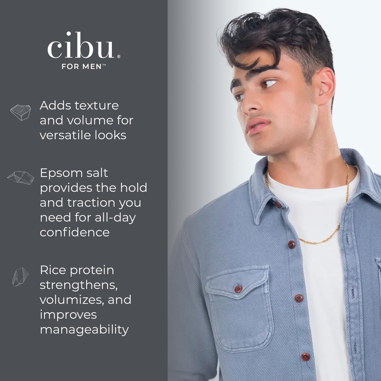 CIBU for Men Texture Grip Foam 6oz - Hair Styling Foam for Long Lasting Hold, Texture, and Volume While Keeping a Healthy Hair - Ideal for Messy