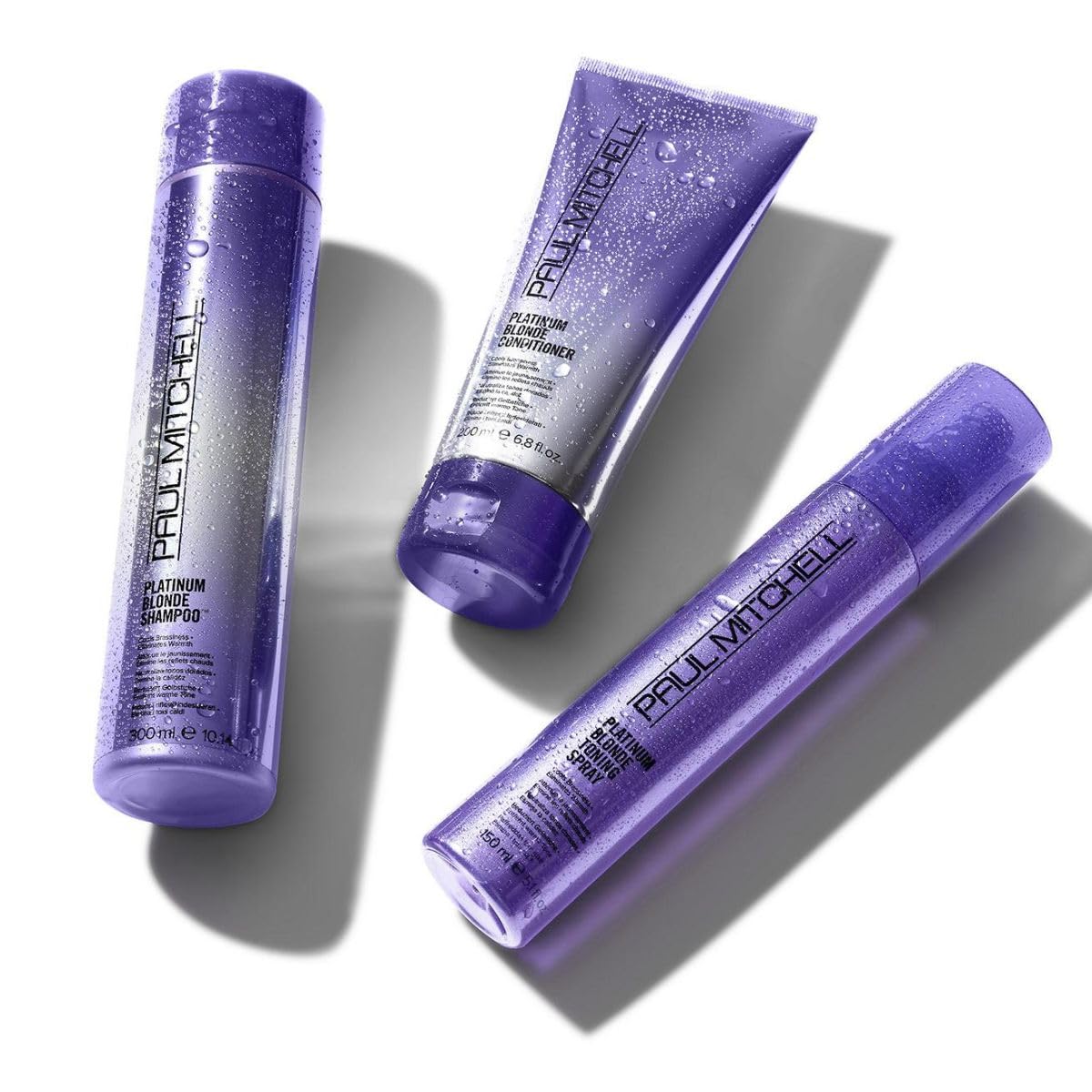 Paul Mitchell Platinum Blonde Purple Toning Spray, Cools Brassiness, Eliminates Warmth, For Color-Treated Hair + Naturally Light Hair Colors, 5.1 fl