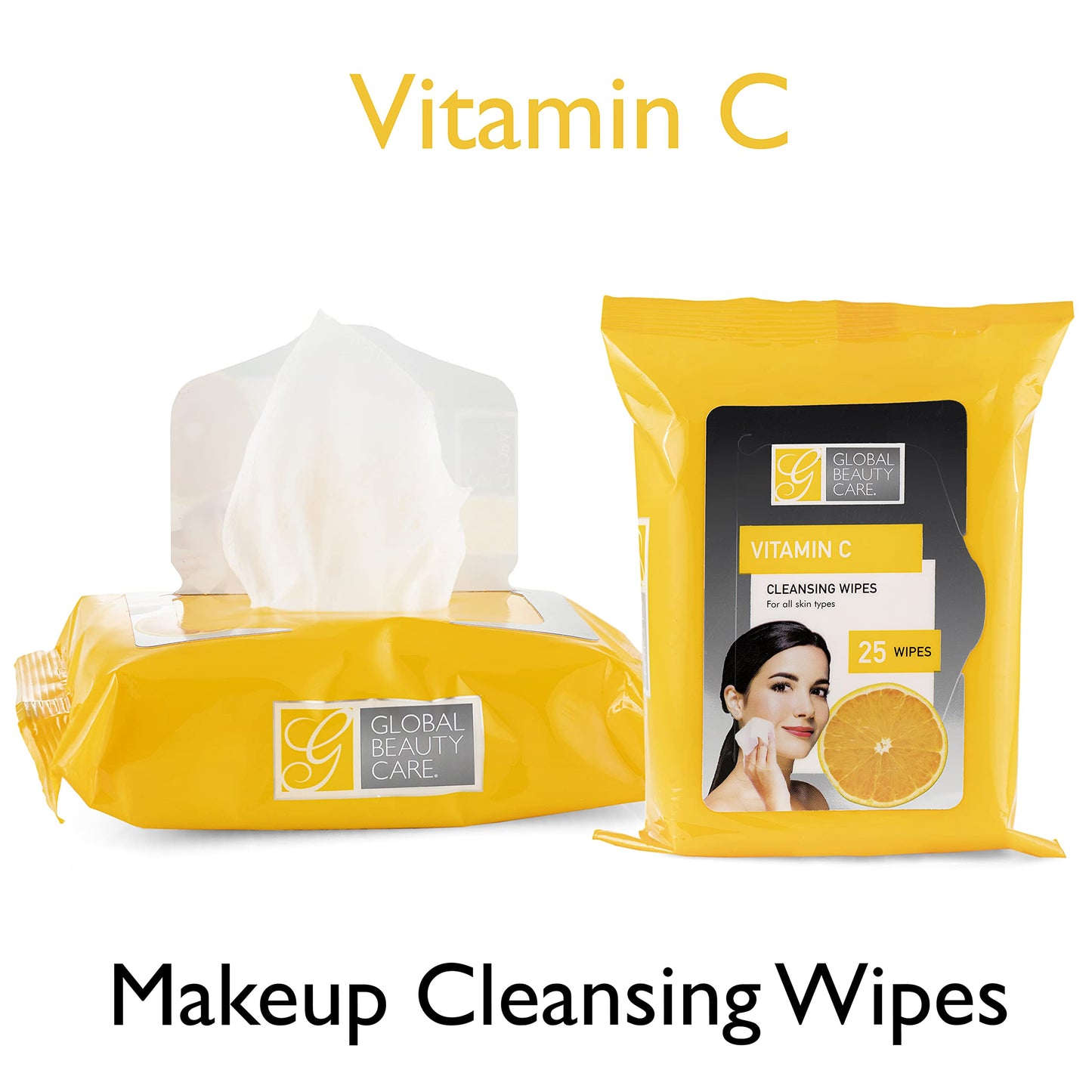Global Beauty Care Bulk Cleansing Wipes Premoistened 4 Pack of Vitamin C Cleansing Cloths Makeup Removal Wipes - Great For Travel Toiletries - 100