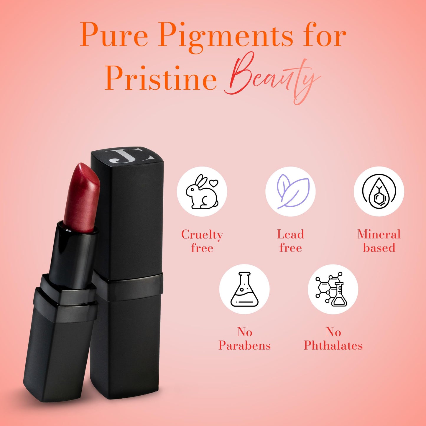 Juwel Cosmetics Frosted Finish Lipstick, Long Wear Moisture-Rich Shades with Natural Minerals, Matte Lipstick Contains Shea Butter, Grapeseed &