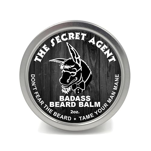 Badass Beard Care Beard Balm - Secret Agent Scent, 2 oz - All Natural Ingredients, Keeps Beard and Mustache Full, Soft and Healthy, Reduce Itchy