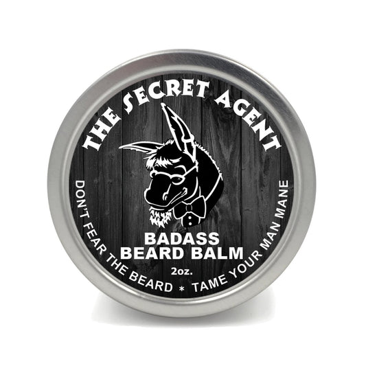 Badass Beard Care Beard Balm - Secret Agent Scent, 2 oz - All Natural Ingredients, Keeps Beard and Mustache Full, Soft and Healthy, Reduce Itchy