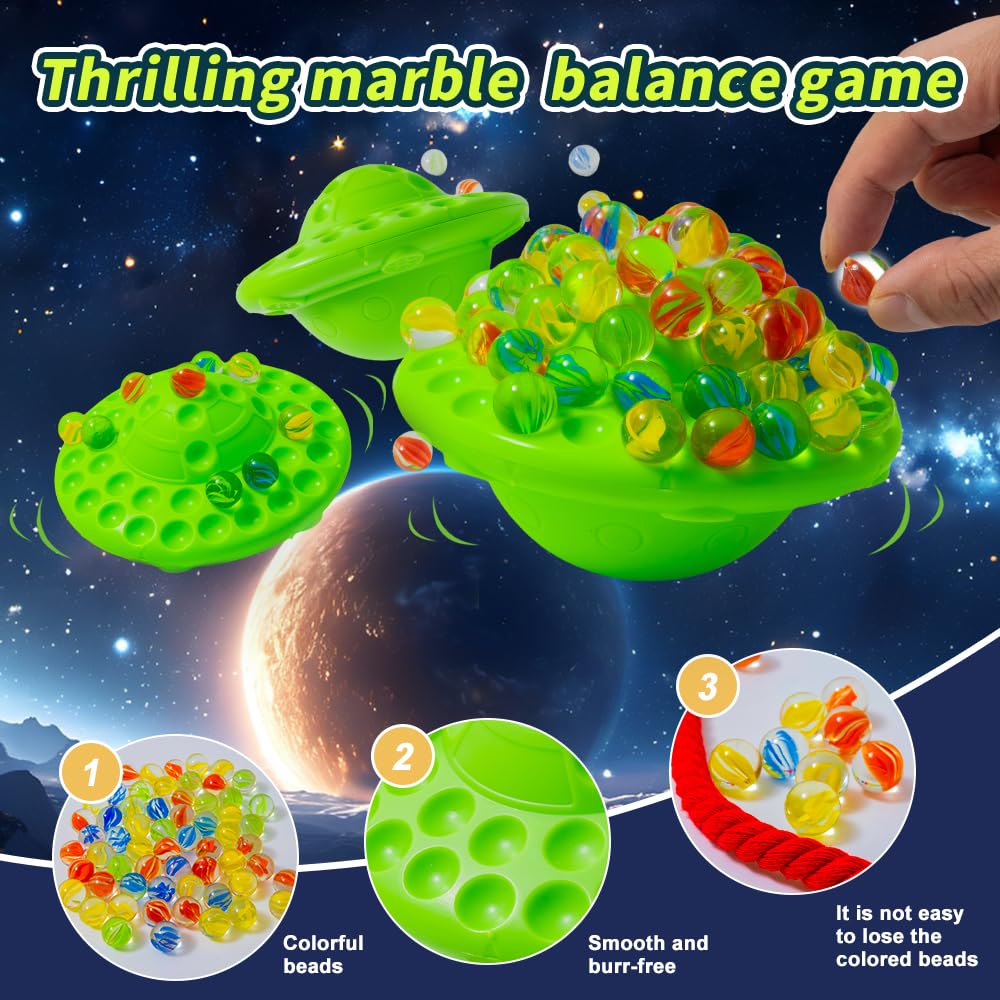 Marble Balance Game – 60 Colorful Marbles with Storage, Fun Family & P ...
