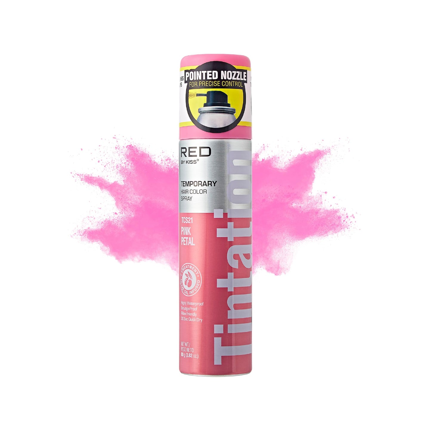 Red by Kiss Tintation Temporary Hair Color Spray 2.82oz, Quick-Dry & Smudge-Proof, Vivid Color Washable Hair Dye, Styling Spray Cosplay Halloween