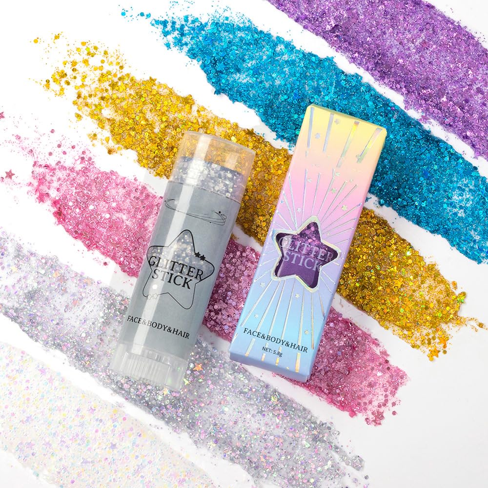 TAIKELOP 2 PCS Face Body Glitter, Face Glitter Body Gel Sequins Shimmer Liquid Eyeshadow, Hair Glitter Sparkles Chunky Face Glitter Gel for Girls