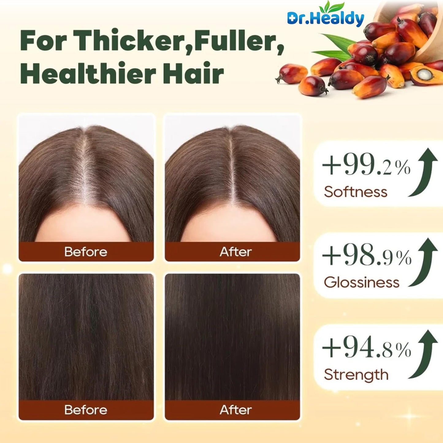 Dr. Healdy Batana Oil Shampoo and Conditioner Set - for Hair Growth,Thickening & Hydration,Sulfate Free - Fights Hair Loss & Clarifies Scalp -Root