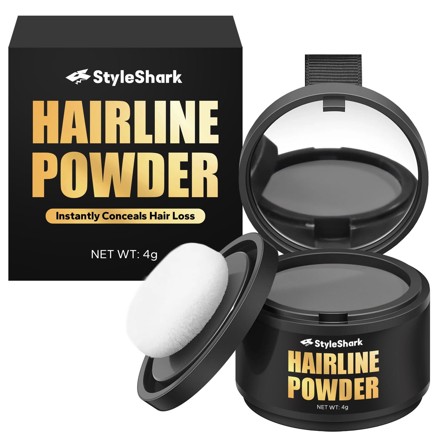 StyleShark Hairline Powder for Women and Men - Stain-Proof Root Touch Up for Thinning Hair, Sweatproof Color (Grey)