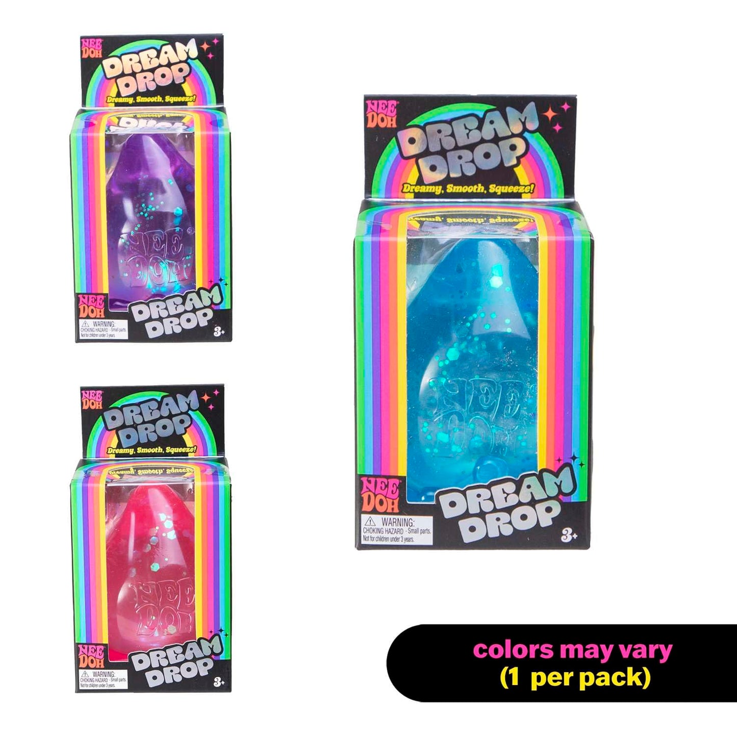 Schylling NeeDoh Dream Drop - Sensory Toy with Groovy Goo Filling - Three Random Colors - Ages 3 and Up - 3 Pack