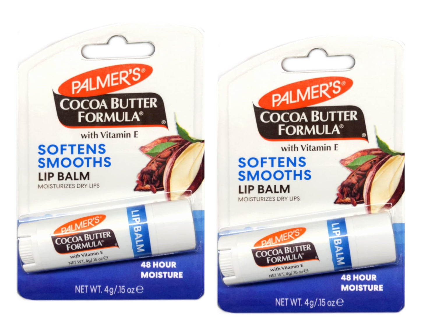 Palmer's Cocoa Butter Formula Lip Balm, All-Day Moisturization, Beach Bag Must-Have, Hydrates Dry, Cracked Lips (Pack of 2)