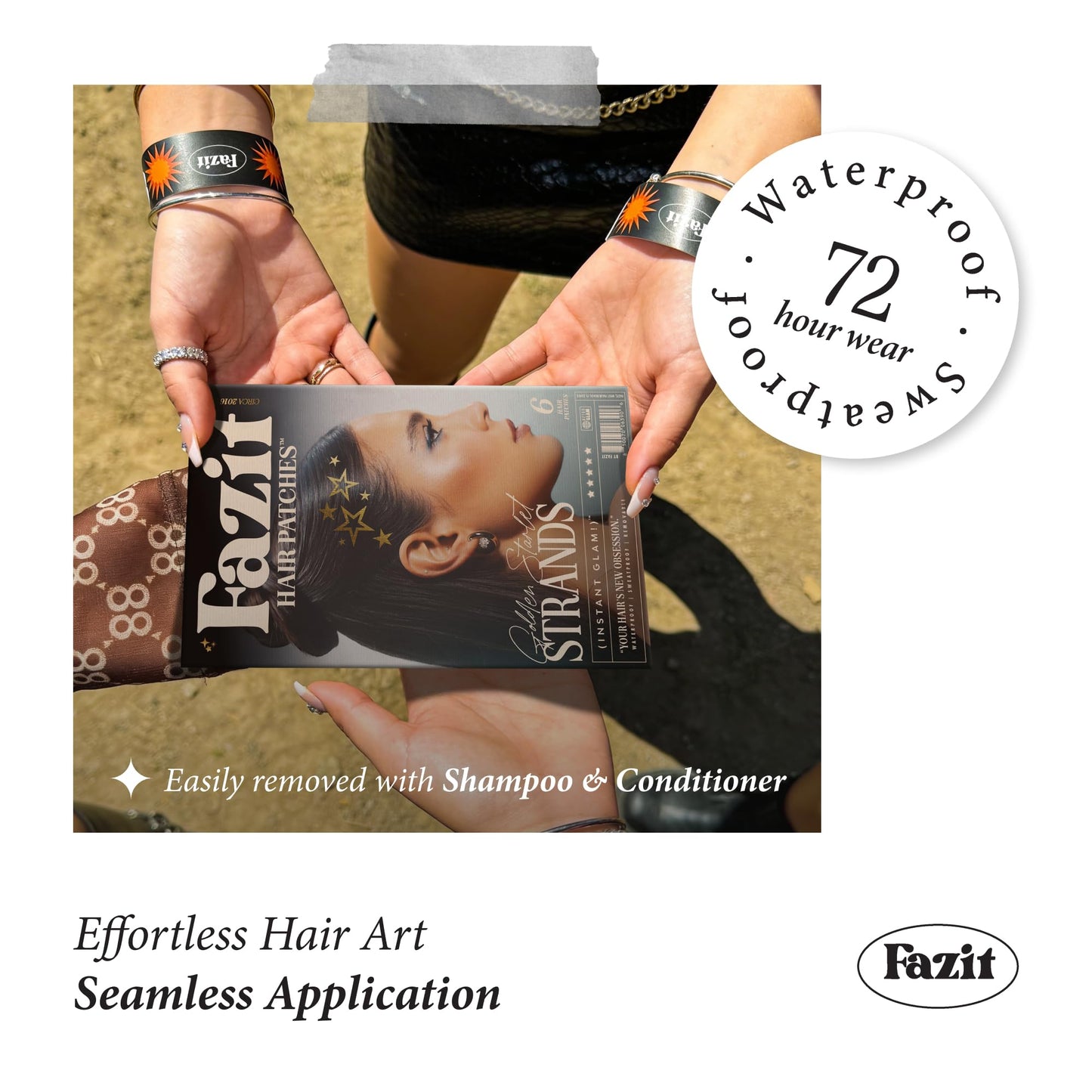 Fazit Makeup Patches - Golden Starlet - Glow Up Make-Up Patches - Cute Glitter Makeup Accessories For Women - Cosmetic Hair Glitter