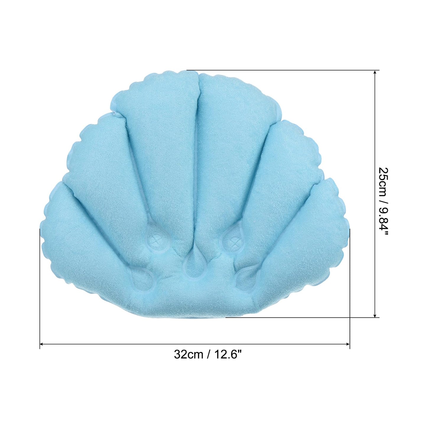 PATIKIL Inflatable Bath Pillow with Suction Cups, 2 Pack Terry Cloth Covered Shell Shape Soft Bath Spa Cushion Neck Support for Bathtub Hot Tub (Blue Beauty and Personal Care PATIKIL