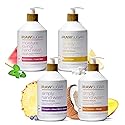 RAW SUGAR Hand Wash Variety Bundle - Lemon Sugar, Watermelon + Fresh Mint, Pineapple + Maqui Berry + Coconut & Raw Coconut + Mango, Formulated without