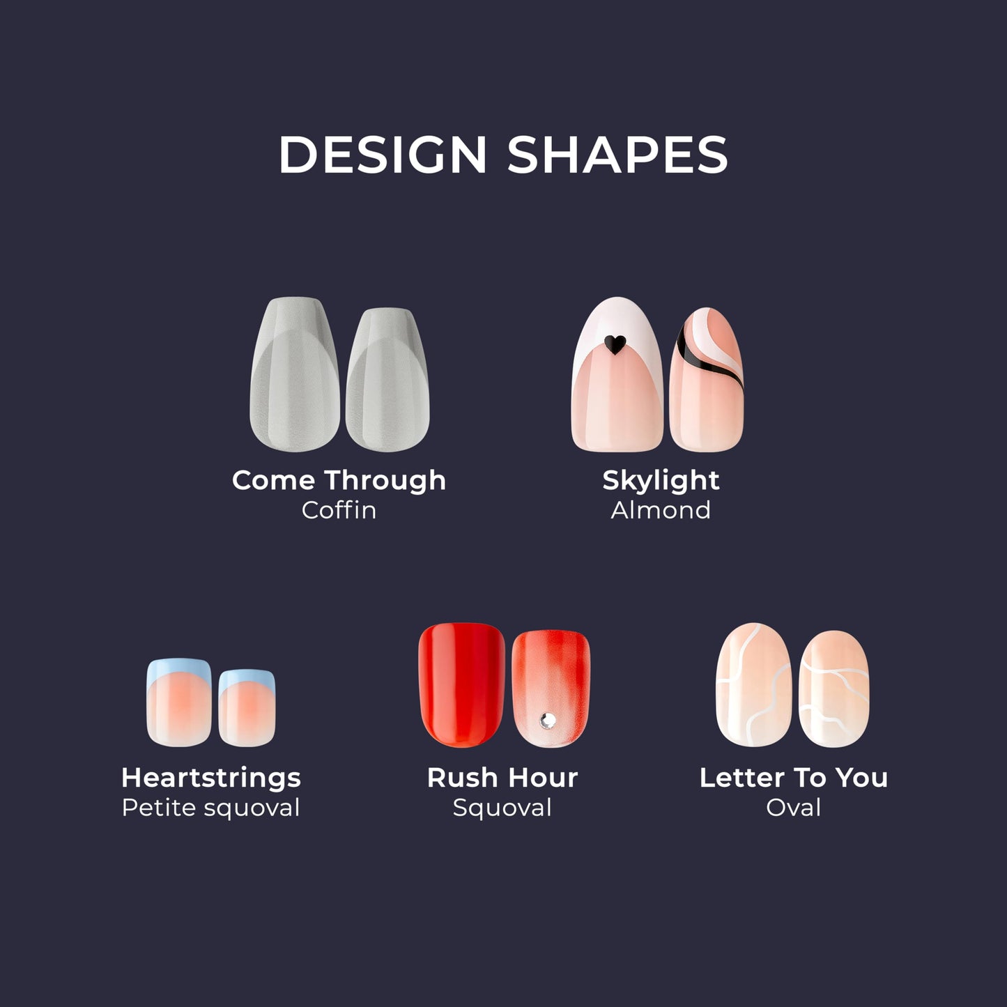 KISS imPRESS No Glue Mani Press On Nails, Design, 'All I Want', Purple, Medium Size, Coffin Shape, Includes 30 Nails, Prep Pad, Instructions Sheet, 1