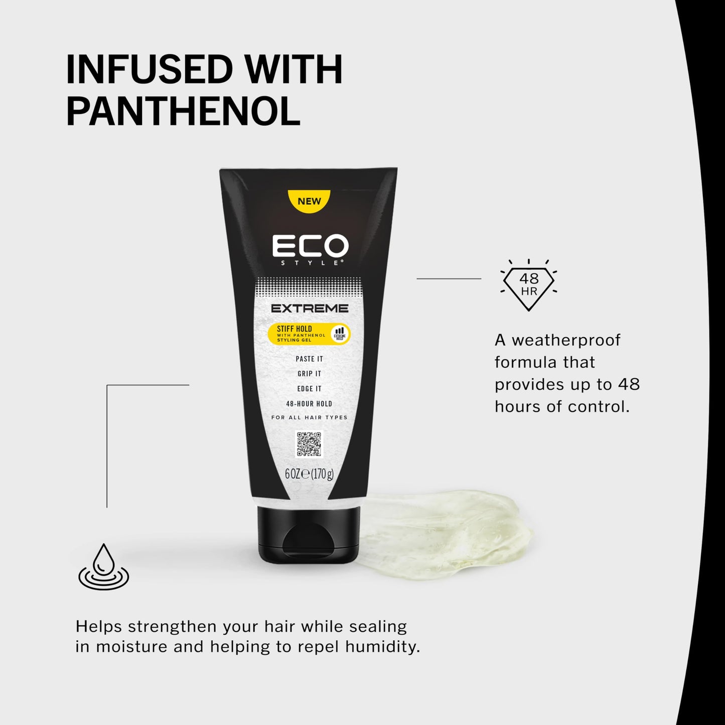 Eco Style Extreme Stiff Hold Gel - Maximum Hold Styling Gel for Textured Hair, Long-Lasting Definition and Control, Alcohol-Free Formula, 6 oz