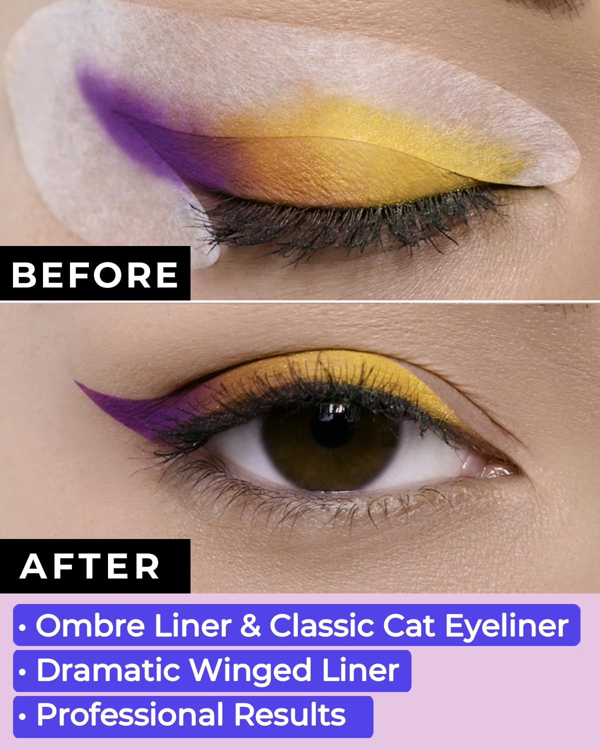 Eyeliner Stencils by Beth Bender - Reusable Winged and Cat Eye Stencil Tool - Made in USA (24 Pack)